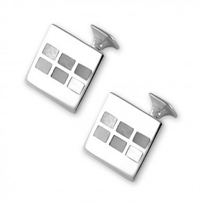 Sterling Silver Mother Of Pearl Mosaic Square Cufflinks