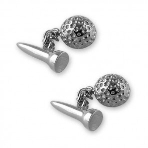 Sterling Silver Golf Ball And Tee Cufflinks