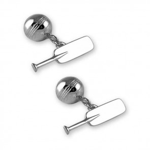 Sterling Silver Cricket Bat And Ball Shaped Cufflinks