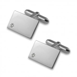 Sterling Silver Diamond Square Cufflinks