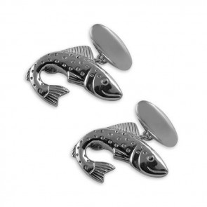 Sterling Silver Leaping Fish Cufflinks