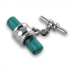 Sterling Silver Bar Turquoise Cufflinks
