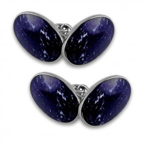 Sterling Silver Oval Lapis Cufflinks