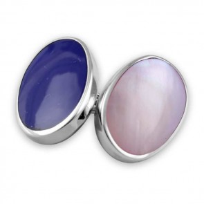 Sterling Silver Blue Lapis And Pink Shell Style Cufflinks