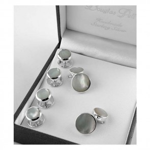 Sterling Silver Mother Of Pearl Cufflink And Dress Stud Set