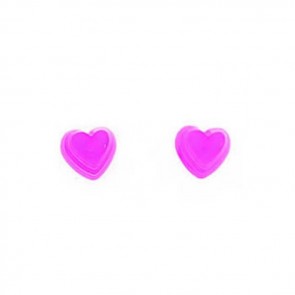 Sterling Silver Multi Fluorescent Heart Stud Earrings