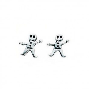 Sterling Silver Gingerbread Man Stud Earrings