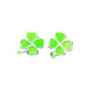 Sterling Silver Lucky Four Leaf Clover Stud Earrings