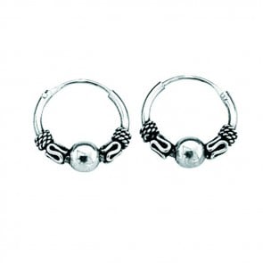 Sterling Silver Small Indo Hoop Earrings