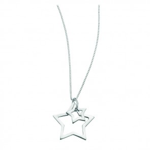 Sterling Silver Double Star Necklace
