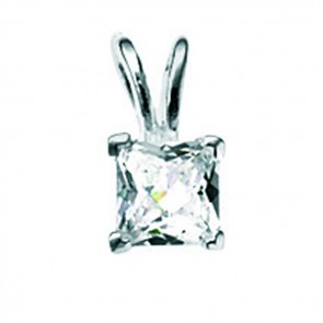Sterling Silver Clear Cubic Zirconia Square Chequerboard Pendant