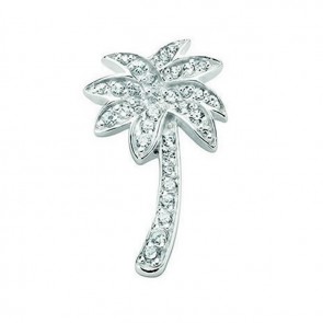Sterling Silver Clear Cubic Zirconia Pave Palm Tree Pendant