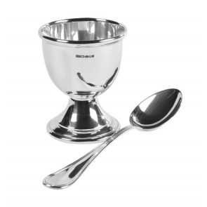 Sterling Silver Egg Cup And Spoon Simple Set