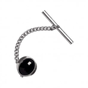 Sterling Silver And Onyx Tie Tack