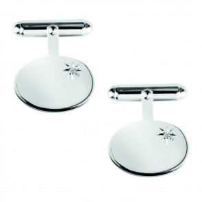 Sterling Silver Diamond Set Post Cufflinks