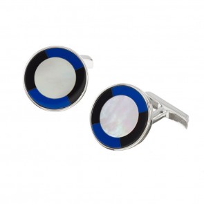 Sterling Silver Circular Sodalite Cufflinks by Murry Ward