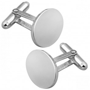 Sterling Silver Heavy Gauge Plain Oval Swivel Cufflinks