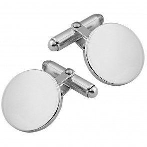 Sterling Silver Heavy Gauge Plain Round Swivel Cufflinks