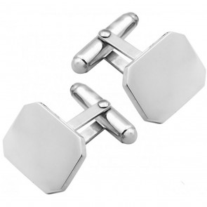 Sterling Silver Heavy Gauge Plain Rectangular Swivel Cufflinks