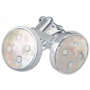 Sterling Silver Mother Of Pearl Button Swivel Cufflinks