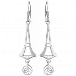 Sterling Silver Mackintosh Style French Drop Earrings