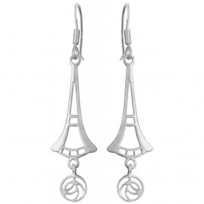 Sterling Silver Mackintosh Style French Drop Earrings