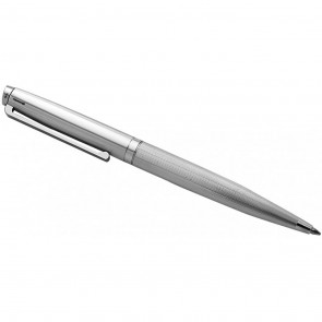 Sterling Silver Engine Turned Ballpoint Pen With Engravable Panel