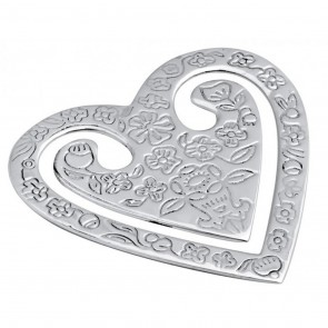 Sterling Silver Hand Engraved Victorian Pattern Heart Bookmark