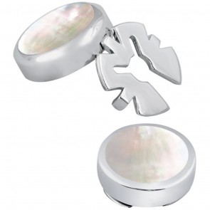 Sterling Silver Pair Of Mother Of Pearl Button Covers