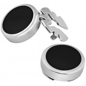 Sterling Silver Pair Of Black Onyx Button Covers