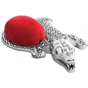 Sterling Silver Marcasite And Garnet Set Alligator Pin Cushion