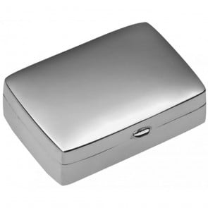 Sterling Silver Medium Plain Rectangular Hinged Pill Box