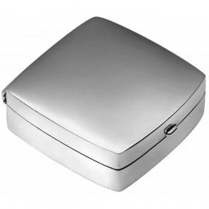 Sterling Silver Medium Plain Square Hinged Pill Box