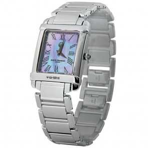 Sterling Silver Swiss Movement Watch With Solid Silver Strap And Mother Of Pearl Face