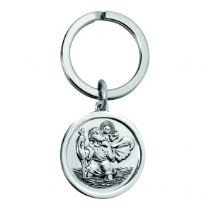 Sterling Silver St Christopher Styled Key Ring