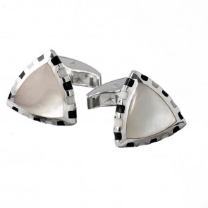 Sterling Silver Mother Of Pearl & Inlaid Edge Cufflinks by Murry Ward