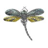 Sterling Silver Blue And Yellow Dragonfly Brooch