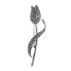 Sterling Silver Art Nouveau Marcasite Flower Brooch