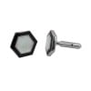 Sterling Silver Hexagonal Onyx Mother Of Pearl Cufflinks