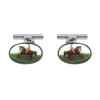 Sterling Silver Enamel Hunting Horse Cufflinks
