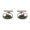 Sterling Silver Enamel Hunting Horse Cufflinks