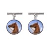 Sterling Silver Enamel Horse Cufflinks