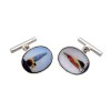 Sterling Silver Enamel Yacht Cufflinks