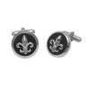 Sterling Silver Black Fleur De Lys Cufflinks