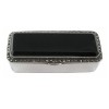 Sterling Silver Marcasite And Onyx Rectangle Pill Box