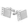 Sterling Silver Diamond 3 Stone Rectangular Cufflinks