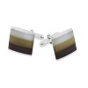 Sterling Silver Square Cats Eye Post Style Cufflinks