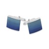 Sterling Silver Square Blue Shaded Cats Eye Post Cufflinks