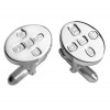 Sterling Silver Simple Style Oval With Post Cufflinks