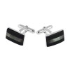 Sterling Silver Onyx And Black Mother Of Pearl Post Cufflinks